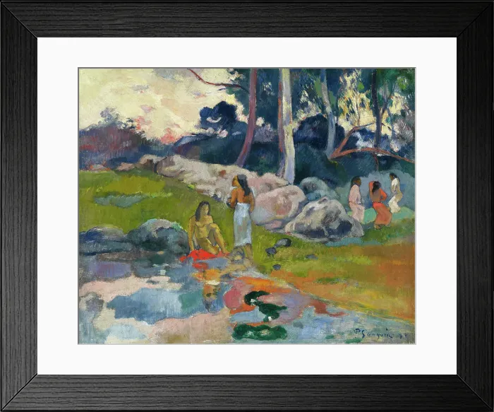 Framed Print : Women At The Banks Of River Framed Print : Women At The Banks Of River