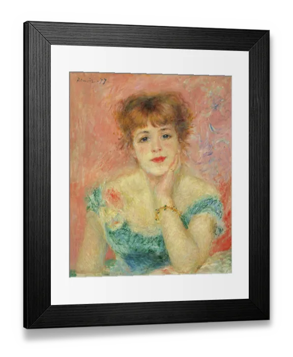 Framed Print : Portrait of the Actress Jeanne Samary, by Renoir Pierre-Auguste, 19th Century, 1877, oil on canvas, cm 56 x 47 Framed Print : Portrait of the Actress Jeanne Samary, by Renoir Pierre-Auguste, 19th Century, 1877, oil on canvas, cm 56 x 47