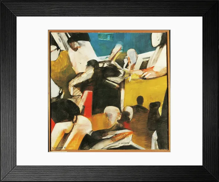 Framed Print : Tale, by Bepi Romagnoni, 1963, 20th Century, oil on paper pasted on canvas, cm 101 x 101 Framed Print : Tale, by Bepi Romagnoni, 1963, 20th Century, oil on paper pasted on canvas, cm 101 x 101