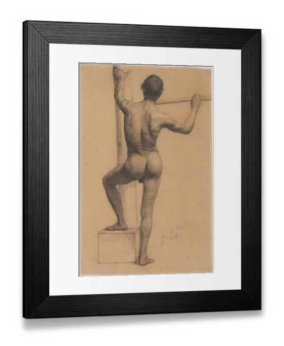 Framed Print : Male Nude With Left Foot On A Pedestal Framed Print : Male Nude With Left Foot On A Pedestal