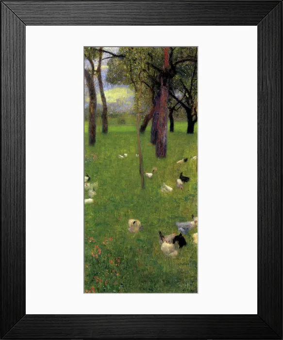 Framed Print : Garden with Chickens in St. Agatha Framed Print : Garden with Chickens in St. Agatha