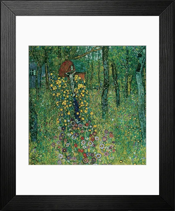 Framed Print : Bauerngarten mit Kruzifix Framed Print : Bauerngarten mit Kruzifix