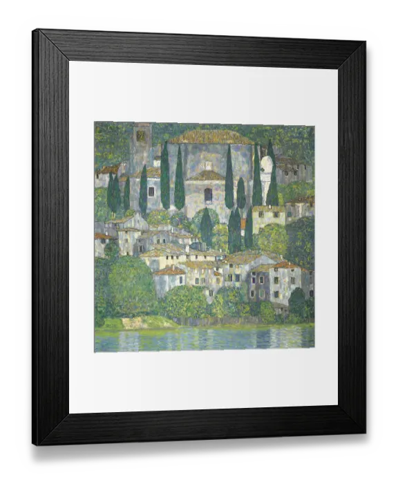 Framed Print : Church in Cassone (Landscape with Cypresses), 1913 Framed Print : Church in Cassone (Landscape with Cypresses), 1913