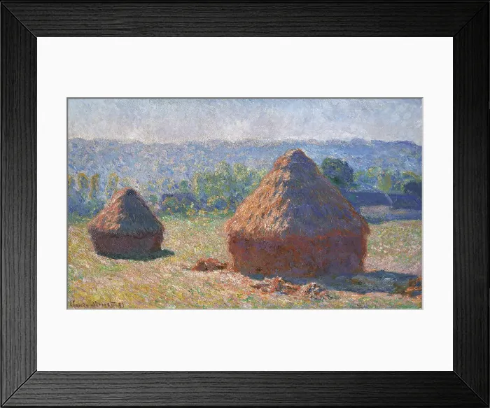 Framed Print : Ricks. End of the Summer, Morning Effects (les Meules, fin de l'été à Giverny), by Claude Monet, 1891, 19th Century, oil on canvas, 60, 5 x 100 cm Framed Print : Ricks. End of the Summer, Morning Effects (les Meules, fin de l'été à Giverny), by Claude Monet, 1891, 19th Century, oil on canvas, 60, 5 x 100 cm