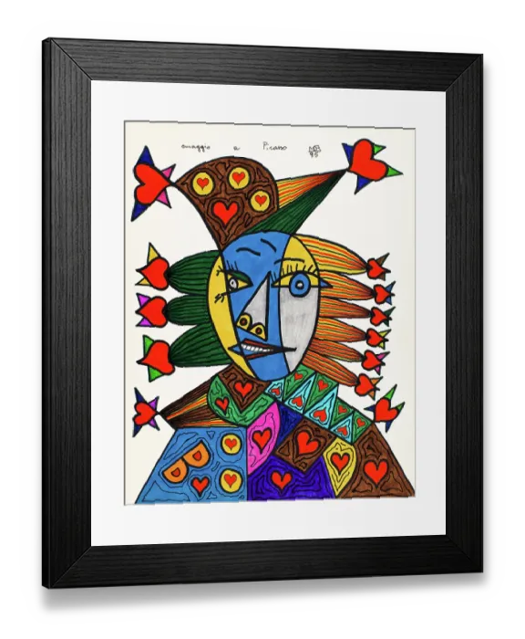Framed Print : Tribute to Picasso (Omaggio a Picasso), Mario De Biasi, 1995, 20th Century, drawing Framed Print : Tribute to Picasso (Omaggio a Picasso), Mario De Biasi, 1995, 20th Century, drawing