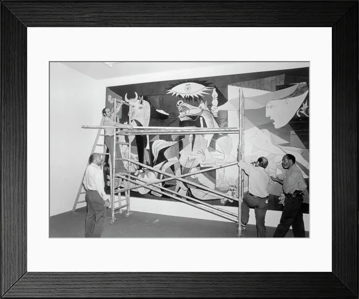 Framed Print : Art Handlers Taking Down Guernica by Pablo Picasso Framed Print : Art Handlers Taking Down Guernica by Pablo Picasso
