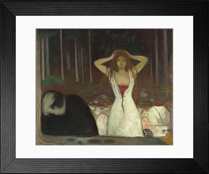 Framed Print : Ashes, 1895. Additional Info: Against a dark background of slender tree trunks Framed Print : Ashes, 1895. Additional Info: Against a dark background of slender tree trunks