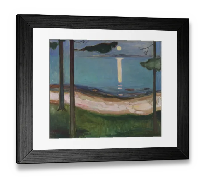 Framed Print : Moonlight, 1895. Additional Info: This painting shows one of Munch's most Framed Print : Moonlight, 1895. Additional Info: This painting shows one of Munch's most