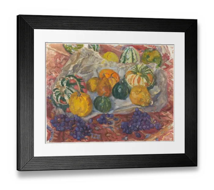 Framed Print : Still Life Of Pumpkins And Grapes On A Rug Framed Print : Still Life Of Pumpkins And Grapes On A Rug