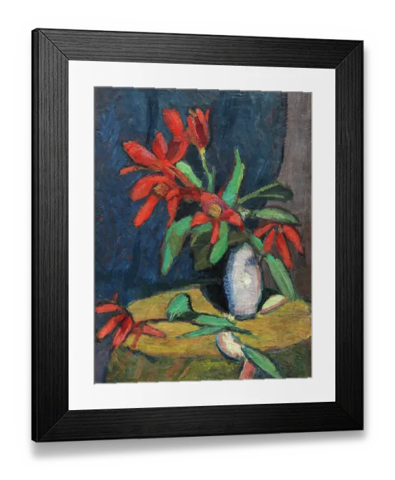 Framed Print : Red Flowers In White Jug Framed Print : Red Flowers In White Jug