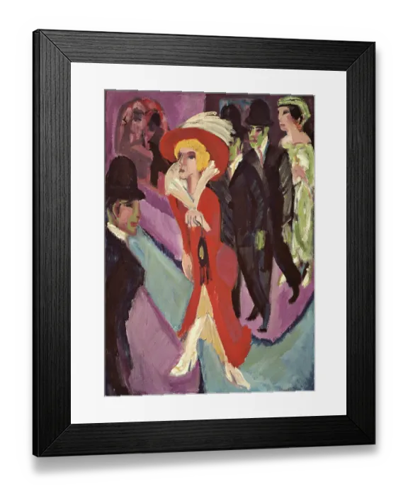 Framed Print : Spain, Madrid, Thyssen-Bornemisza Museum. Whole artwork view. Women and men are strolling on a street of Berlin not caring of each other Framed Print : Spain, Madrid, Thyssen-Bornemisza Museum. Whole artwork view. Women and men are strolling on a street of Berlin not caring of each other