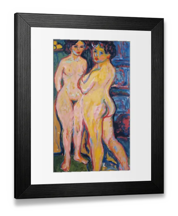 Framed Print : Nudes Standing by Stove, 1908. Artist: Kirchner, Ernst Ludwig (1880-1938)