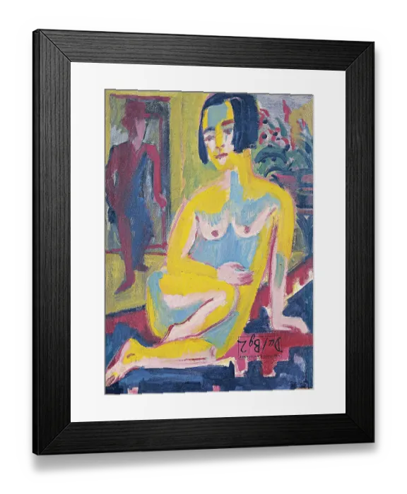 Framed Print : Seated Female Nude. Study, ca 1921-1923. Artist: Kirchner, Ernst Ludwig (1880-1938) Framed Print : Seated Female Nude. Study, ca 1921-1923. Artist: Kirchner, Ernst Ludwig (1880-1938)