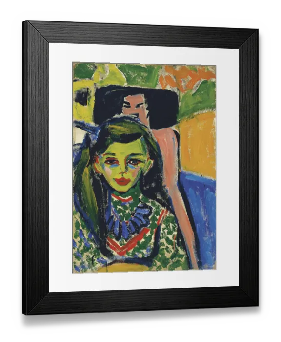 Framed Print : Fränzi in front of Carved Chair, 1910. Artist: Kirchner, Ernst Ludwig (1880-1938) Framed Print : Fränzi in front of Carved Chair, 1910. Artist: Kirchner, Ernst Ludwig (1880-1938)