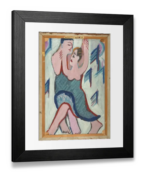Framed Print : Dancing Couple In The Snow [Reverse]