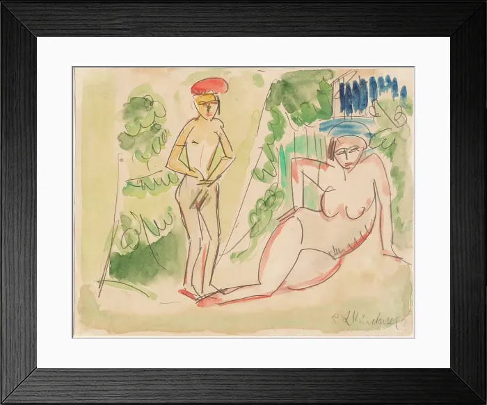 Framed Print : Two Bathers Near The Woods Framed Print : Two Bathers Near The Woods