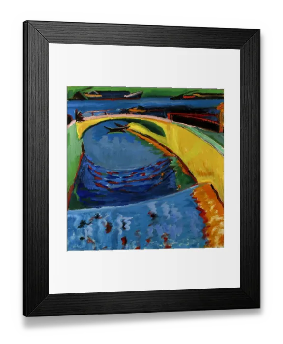 Framed Print : Bridge at the mouth of the river Prießnitz, c. 1910. Artist: Kirchner, Ernst Ludwig (1880-1938)