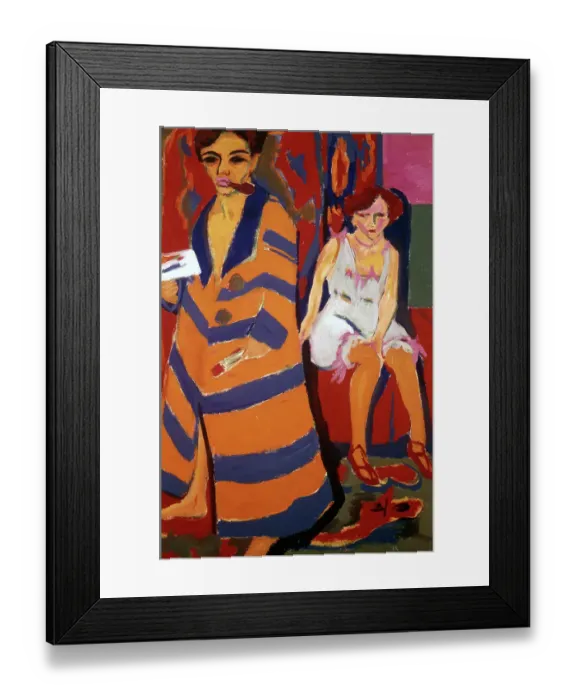 Framed Print : Self Portrait with a Model, 1907. Artist: Ernst Kirchner