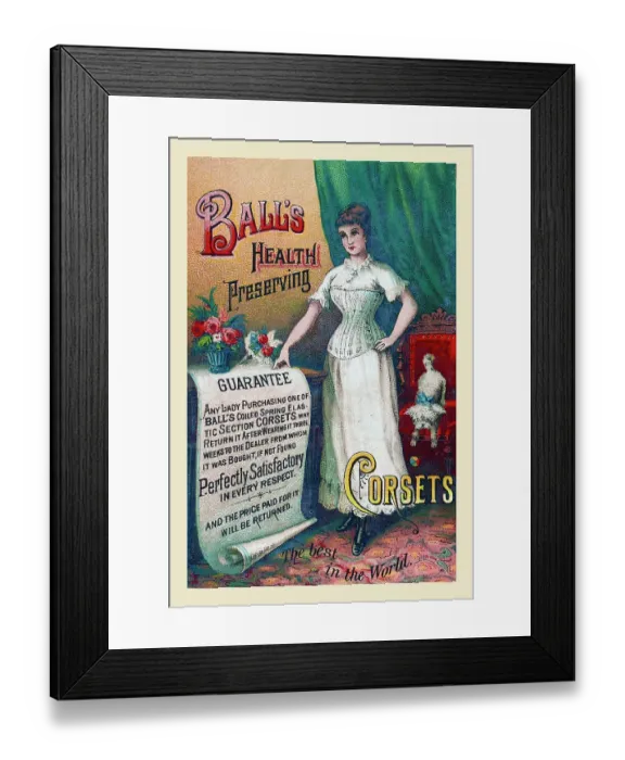 Framed Print : Ball's Health Preserving Corsets Framed Print : Ball's Health Preserving Corsets