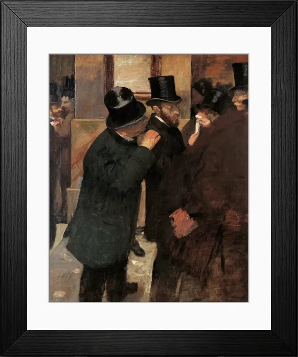 Framed Print : Portraits at the Stock Exchange, by Edgar Degas, 1878 - 1879, 19th Century, oil on canvas, 100 x 82 cm Framed Print : Portraits at the Stock Exchange, by Edgar Degas, 1878 - 1879, 19th Century, oil on canvas, 100 x 82 cm