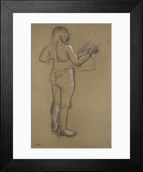 Framed Print : Nude Woman Drying Herself With A Towel Framed Print : Nude Woman Drying Herself With A Towel