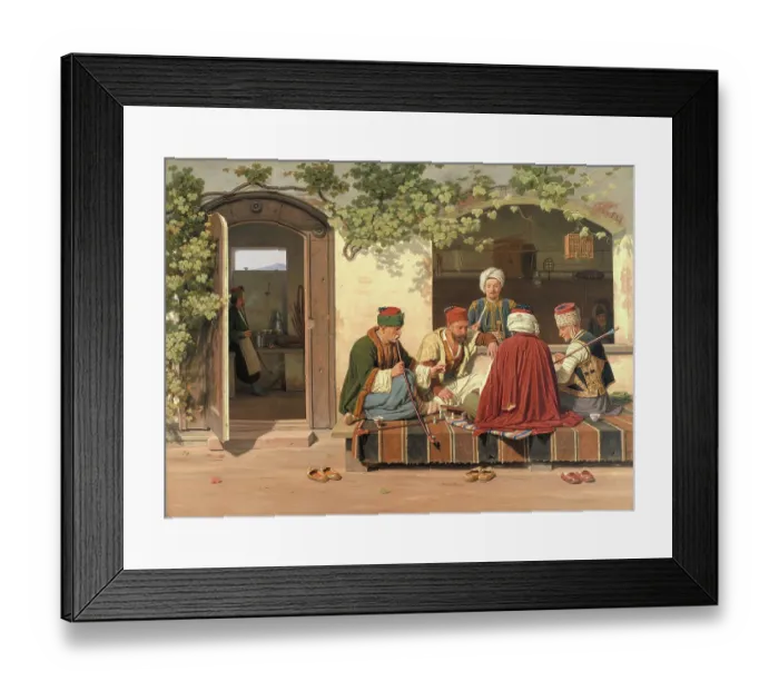Framed Print : A Party Of Chess Players Outside A Turkish Coffeehouse And Barbershop Framed Print : A Party Of Chess Players Outside A Turkish Coffeehouse And Barbershop