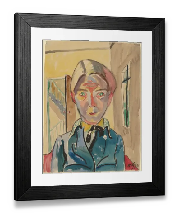 Framed Print : Self-Portrait In Front Of Stairs (Selbst Vor Treppe)
