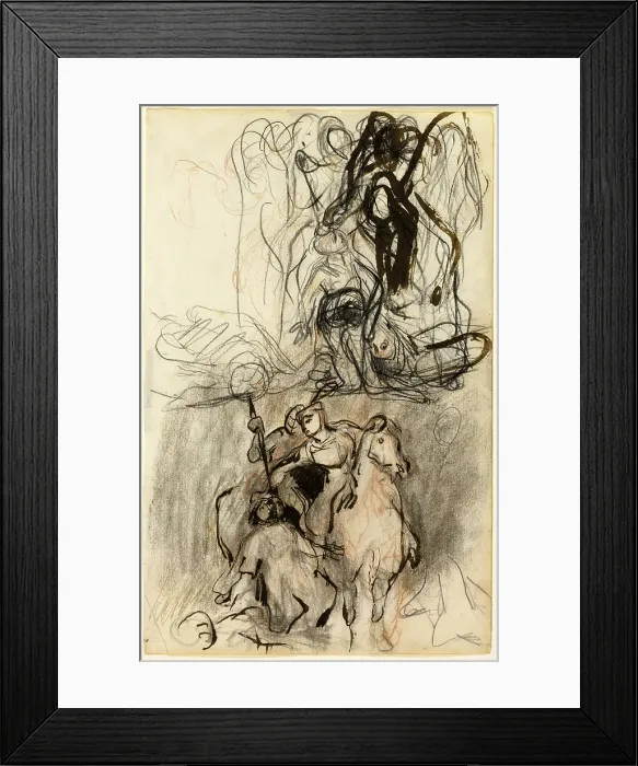 Framed Print : Two Sketches; Armed Riders And Figure On The Ground Framed Print : Two Sketches; Armed Riders And Figure On The Ground