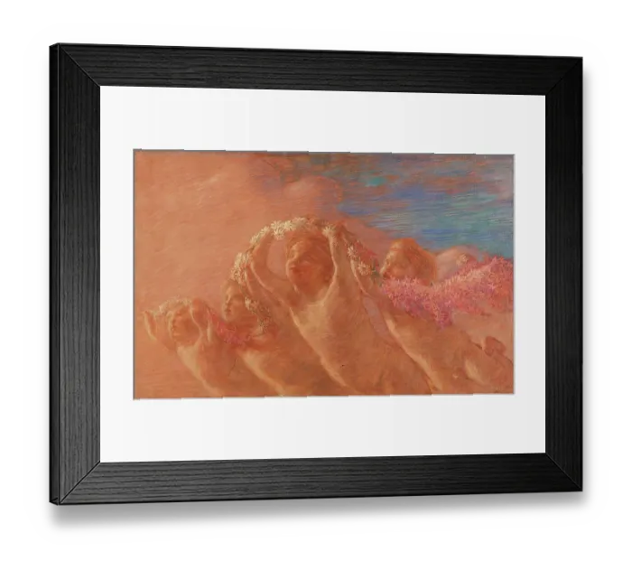 Framed Print : Cherubs, by Previati Gaetano, 20th Century, 1908, oil on canvas, cm 70 x 115 Framed Print : Cherubs, by Previati Gaetano, 20th Century, 1908, oil on canvas, cm 70 x 115
