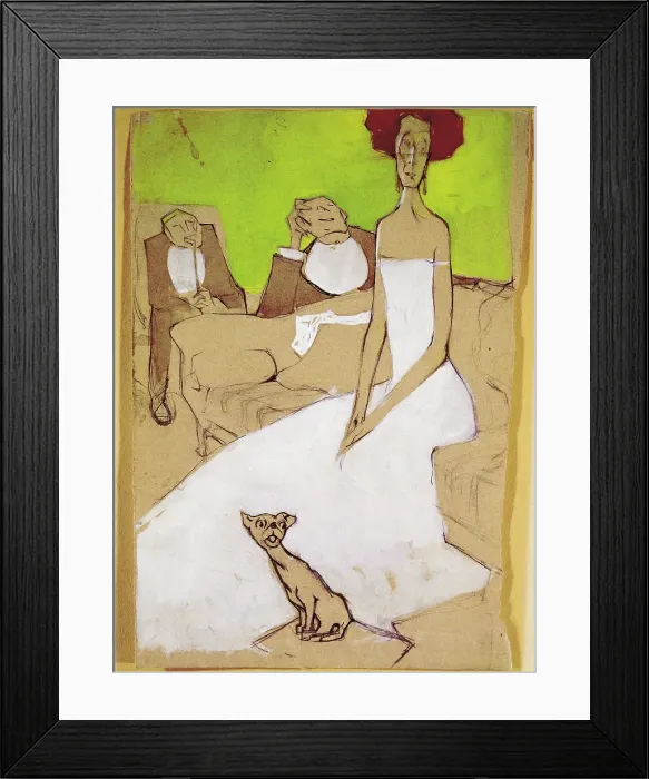 Framed Print : In the Living Room (In salotto), by Ugo Valeri, c. 1910, 20th Century, tempera on paper, 35 x 25 cm Framed Print : In the Living Room (In salotto), by Ugo Valeri, c. 1910, 20th Century, tempera on paper, 35 x 25 cm