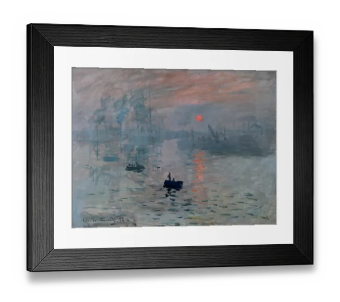 Framed Print : Impression, rising sun (Impression, soleil levant), by Claude Monet, 1872, 19th Century, oil on canvas, 48 x 63 cm Framed Print : Impression, rising sun (Impression, soleil levant), by Claude Monet, 1872, 19th Century, oil on canvas, 48 x 63 cm