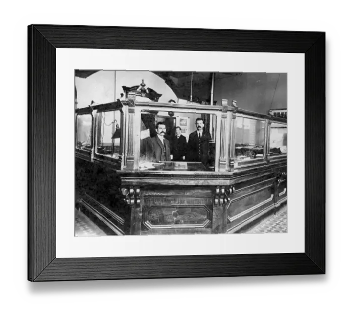 Framed Print : 3 Men Bank Tellers Framed Print : 3 Men Bank Tellers