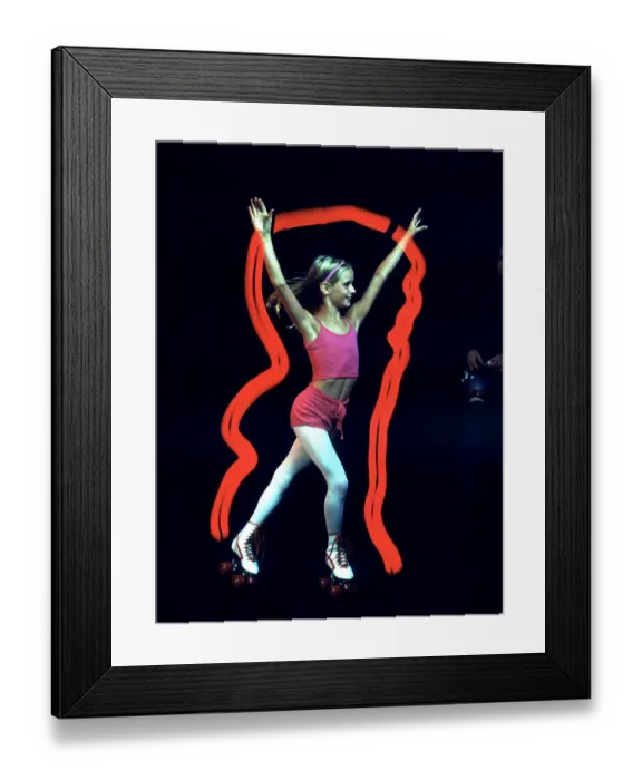 Framed Print : Young Girl Skating in NYC in 1975 Framed Print : Young Girl Skating in NYC in 1975