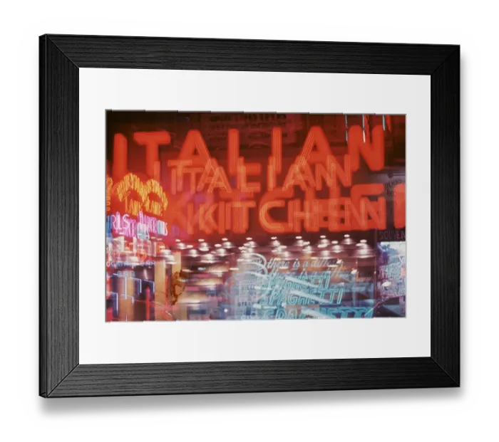 Framed Print : Restaurant and Peep Show Signs in 1970's Times Square Framed Print : Restaurant and Peep Show Signs in 1970's Times Square