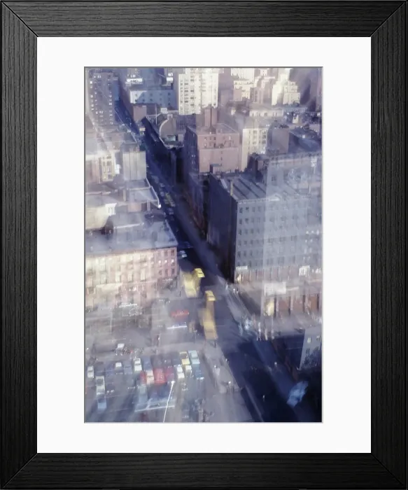 Framed Print : Distorted and Tinted Image of Midtown Manhattan Street in the 1960's Framed Print : Distorted and Tinted Image of Midtown Manhattan Street in the 1960's