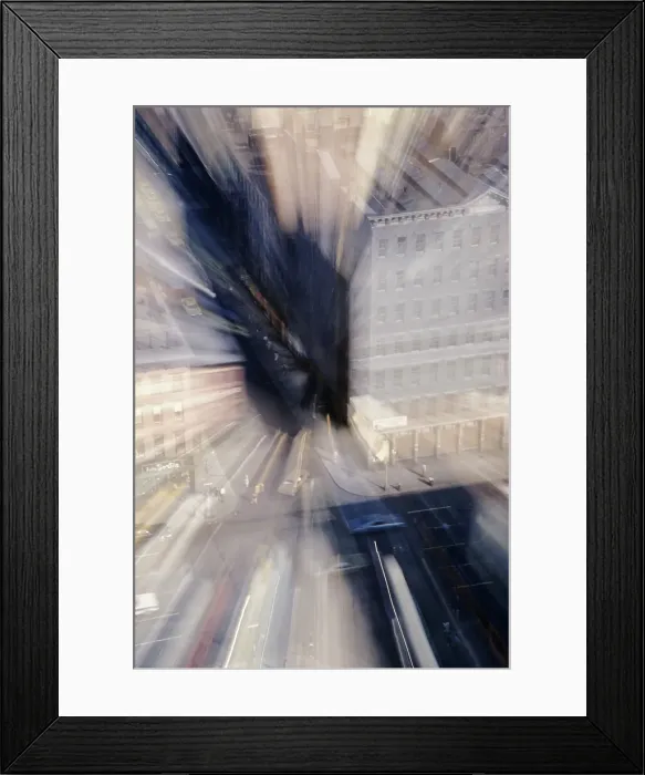 Framed Print : Distorted Aerial View of Lower Manhattan Street in the 1960's Framed Print : Distorted Aerial View of Lower Manhattan Street in the 1960's