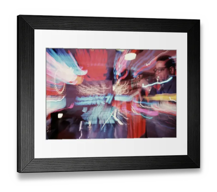 Framed Print : Dizzy Gillespie Against Backdrop of Times Square