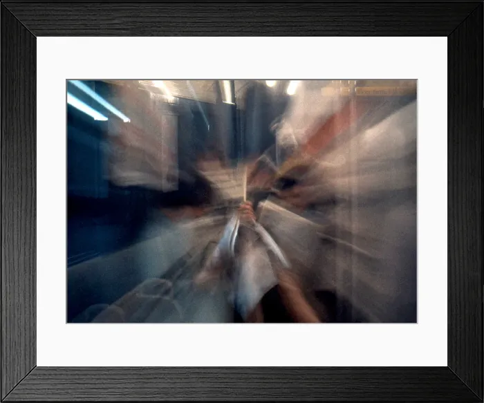 Framed Print : Blurred Motion Image of Passengers on the New York City Subway in the 1950's