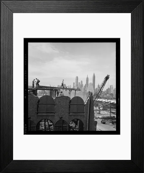 Framed Print : Construction Workers in Brooklyn Heights in the 1950's Framed Print : Construction Workers in Brooklyn Heights in the 1950's