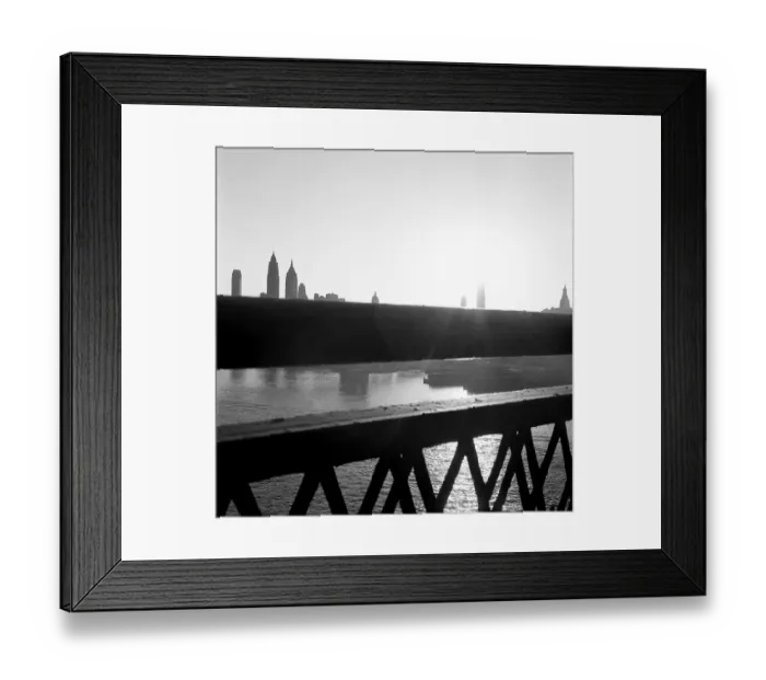 Framed Print : Manhattan Skyline From the Brooklyn Bridge in the 1950's Framed Print : Manhattan Skyline From the Brooklyn Bridge in the 1950's