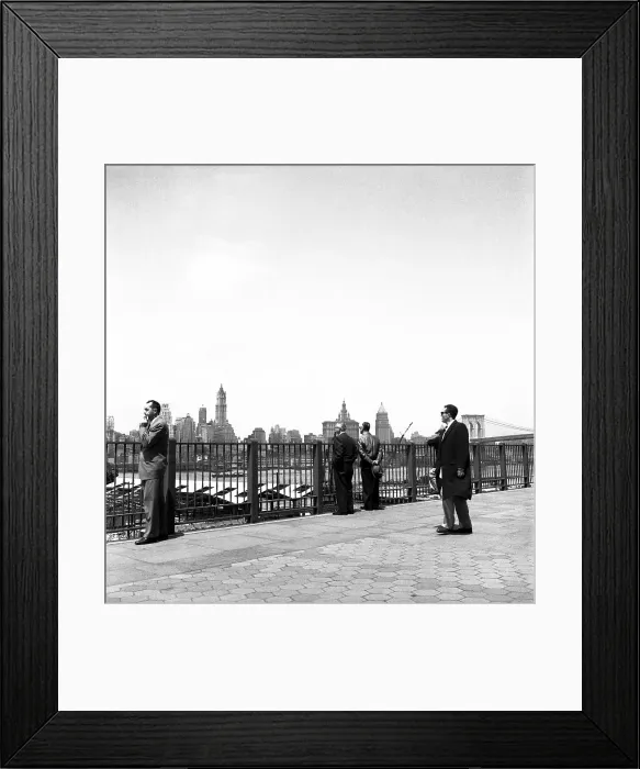 Framed Print : Manhattan Skyline From the Brooklyn Promenade in the 1950's Framed Print : Manhattan Skyline From the Brooklyn Promenade in the 1950's