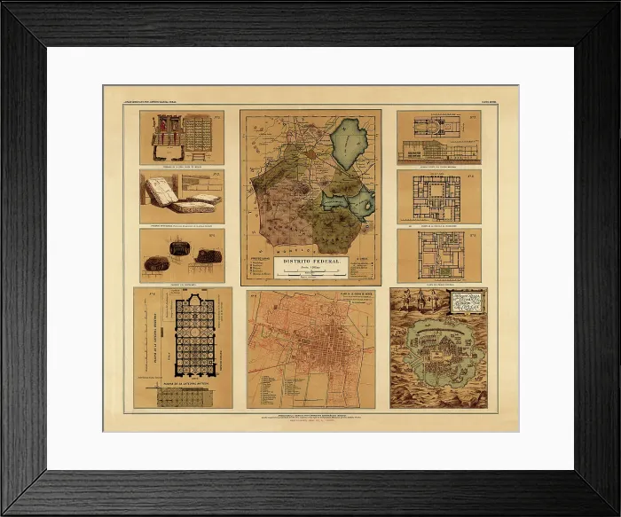 Framed Print : Historical Map of the Country of Mexico, Published in 1885. Estados Unidos Mexicanos Framed Print : Historical Map of the Country of Mexico, Published in 1885. Estados Unidos Mexicanos