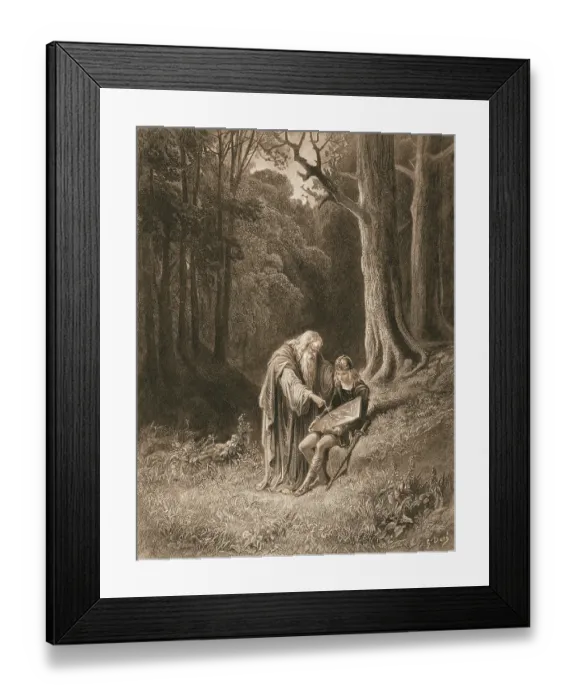 Framed Print : Merlin Paints The Young Knight's Shield By Gustave Dore Framed Print : Merlin Paints The Young Knight's Shield By Gustave Dore