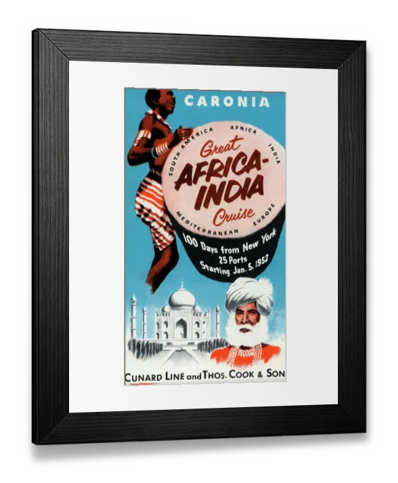 Framed Print : Great Africa-India Cruise, Cunard Line and Thos. Cook & Son Framed Print : Great Africa-India Cruise, Cunard Line and Thos. Cook & Son