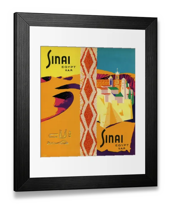 Framed Print : Sinai. EGYPT - 1958: A tourism brochure for Sinai by Mans reads Sinai, Egypt, U.A.R Framed Print : Sinai. EGYPT - 1958: A tourism brochure for Sinai by Mans reads Sinai, Egypt, U.A.R