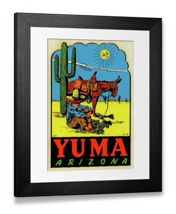 Framed Print : Yuma. USA - 1958: A decal for Yuma, Arizona from 1958 in USA Framed Print : Yuma. USA - 1958: A decal for Yuma, Arizona from 1958 in USA