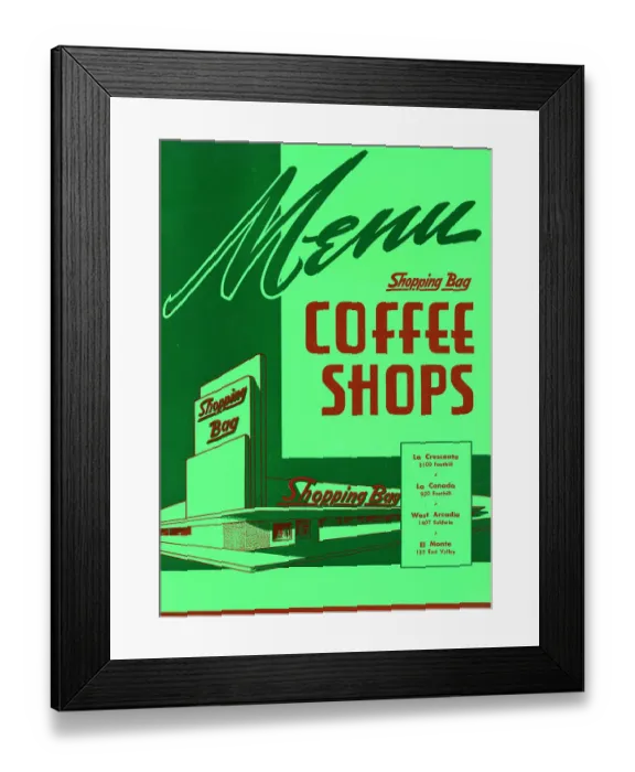 Framed Print : Shopping Bag Coffee Shops Framed Print : Shopping Bag Coffee Shops