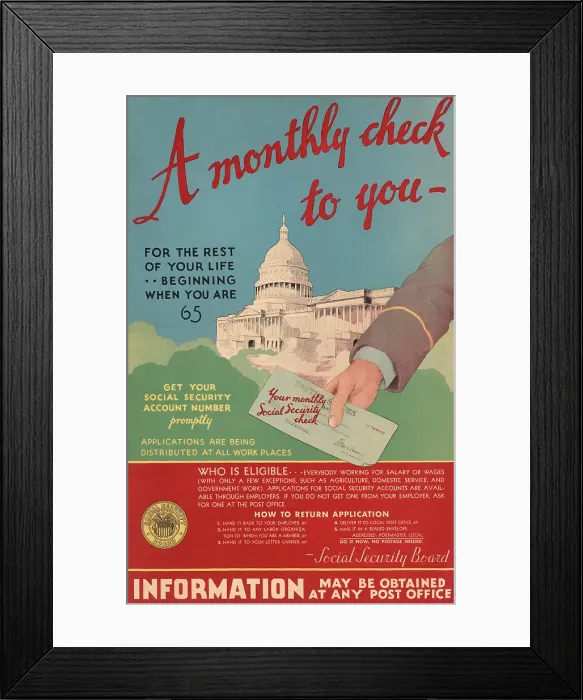 Framed Print : Vintage Social Security Poster Framed Print : Vintage Social Security Poster
