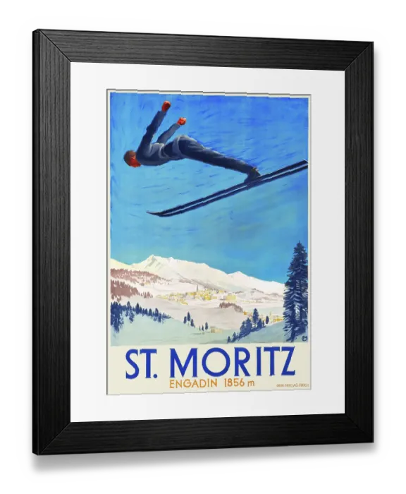 Framed Print : Travel Poster For St Moritz Framed Print : Travel Poster For St Moritz