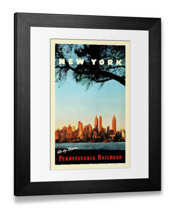 Framed Print : Travel Poster, New York, Go By Train Framed Print : Travel Poster, New York, Go By Train